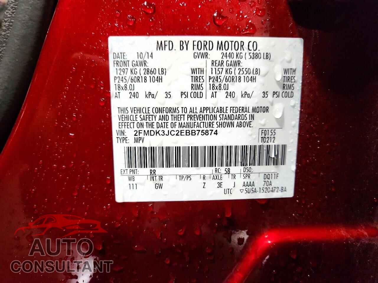 FORD EDGE 2014 - 2FMDK3JC2EBB75874