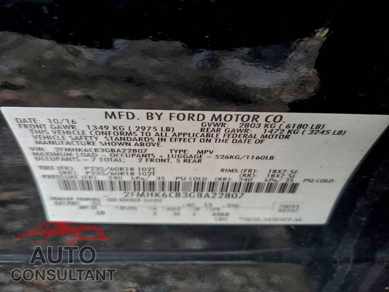 FORD FLEX 2016 - 2FMHK6C83GBA22807