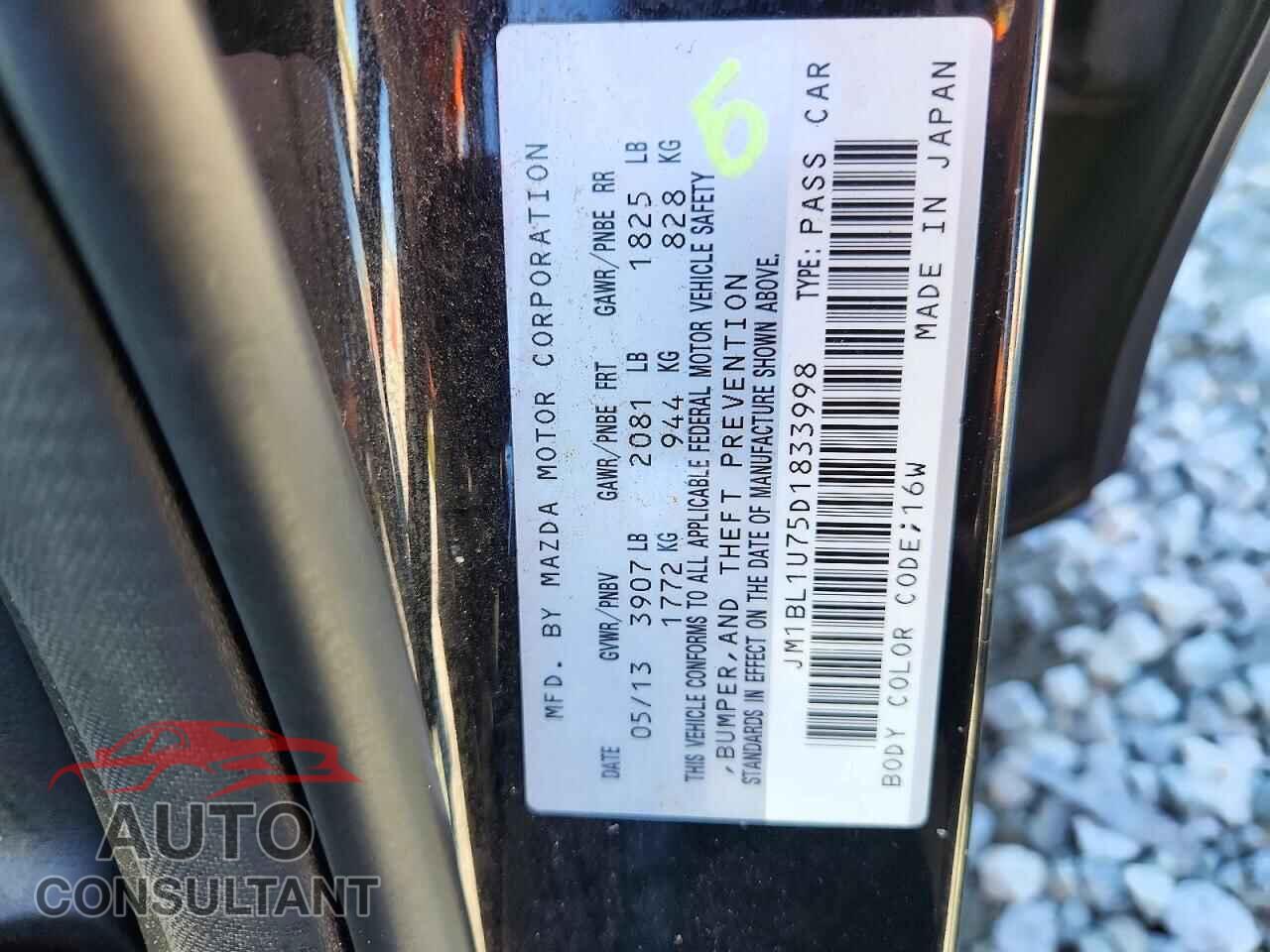 MAZDA 3 2013 - JM1BL1U75D1833998