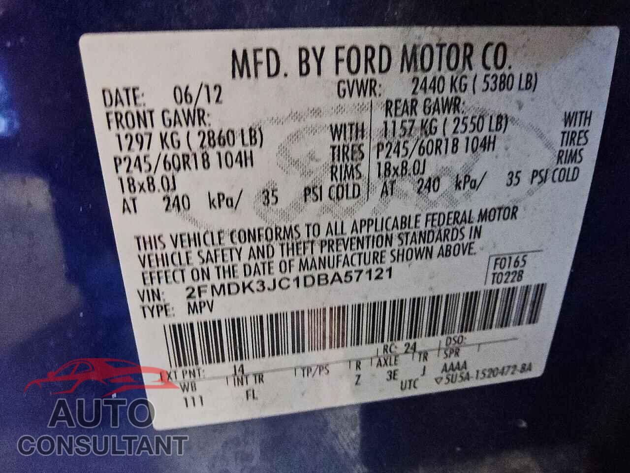 FORD EDGE 2013 - 2FMDK3JC1DBA57121