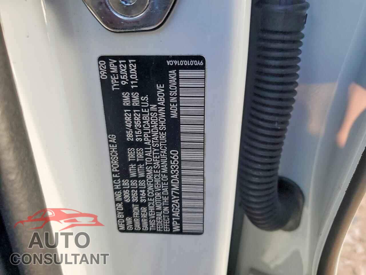 PORSCHE CAYENNE 2021 - WP1AG2AY7MDA33560