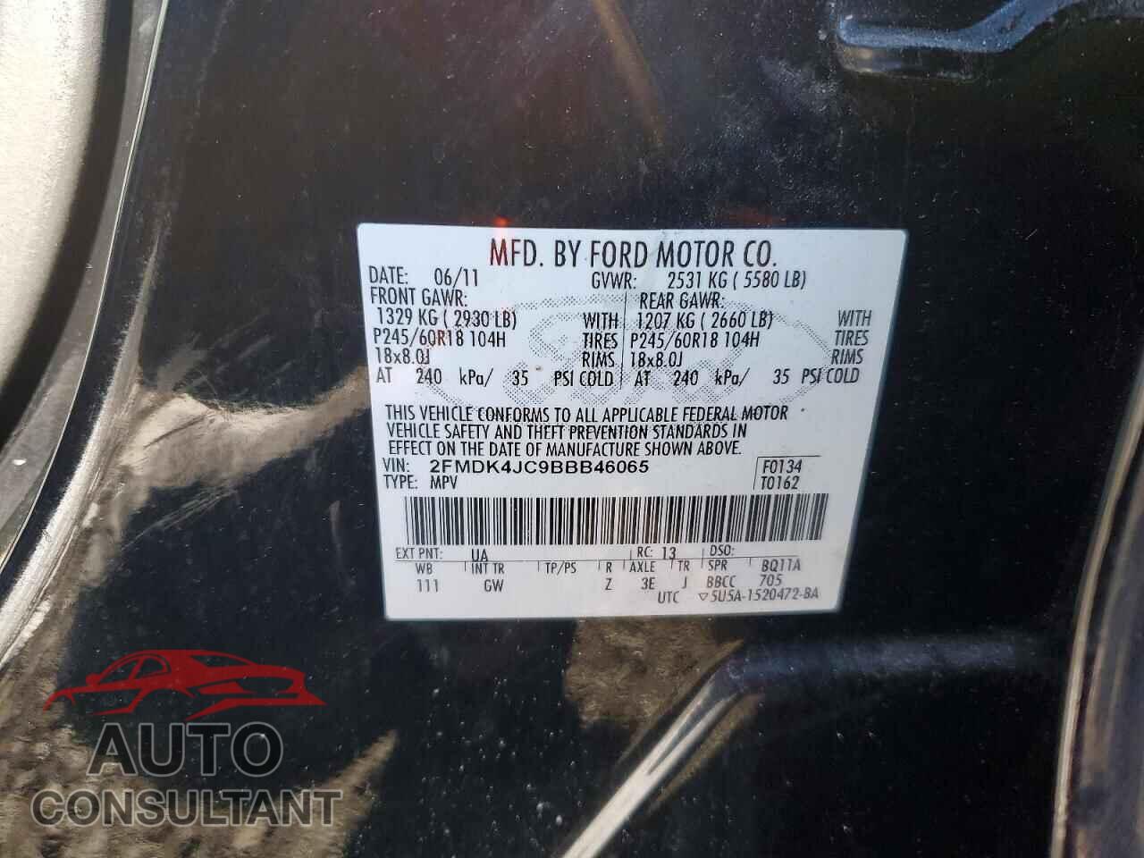 FORD EDGE 2011 - 2FMDK4JC9BBB46065