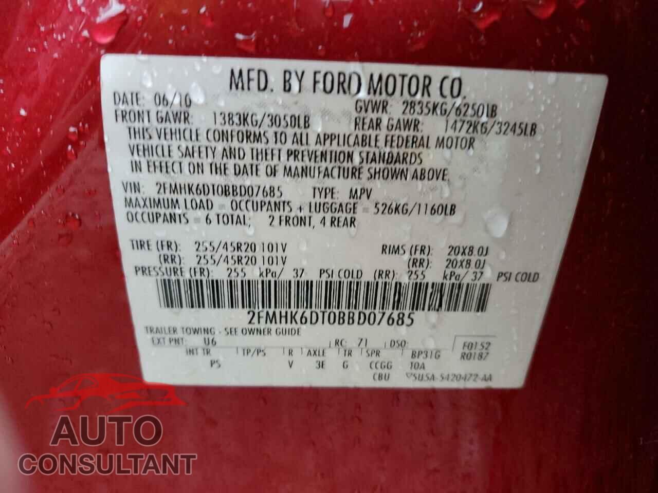 FORD FLEX 2011 - 2FMHK6DT0BBD07685