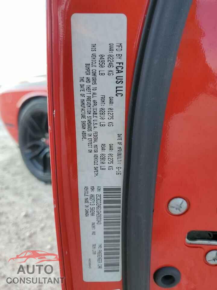 DODGE CHALLENGER 2016 - 2C3CDZAG1GH283343
