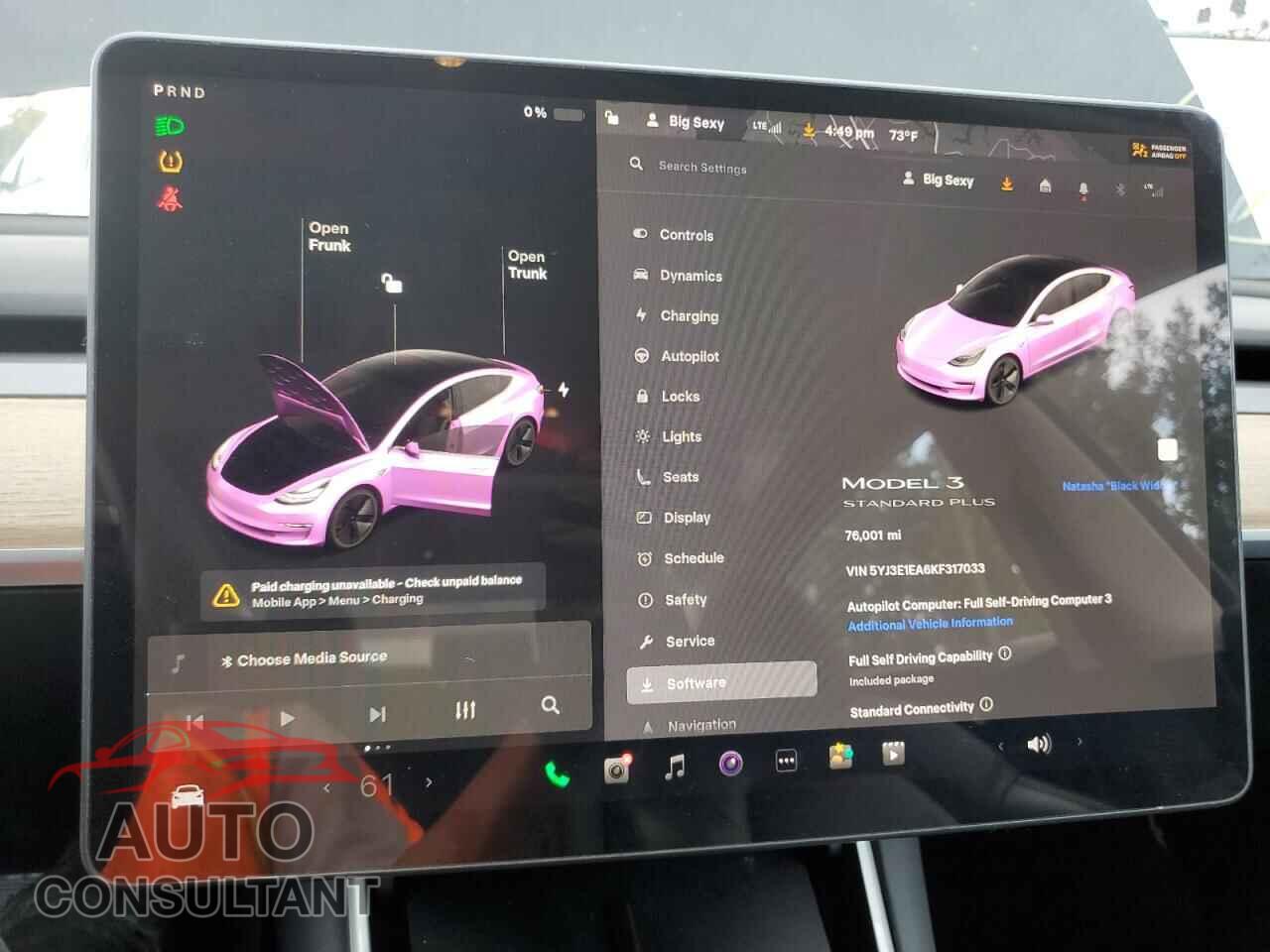 TESLA MODEL 3 2019 - 5YJ3E1EA6KF317033