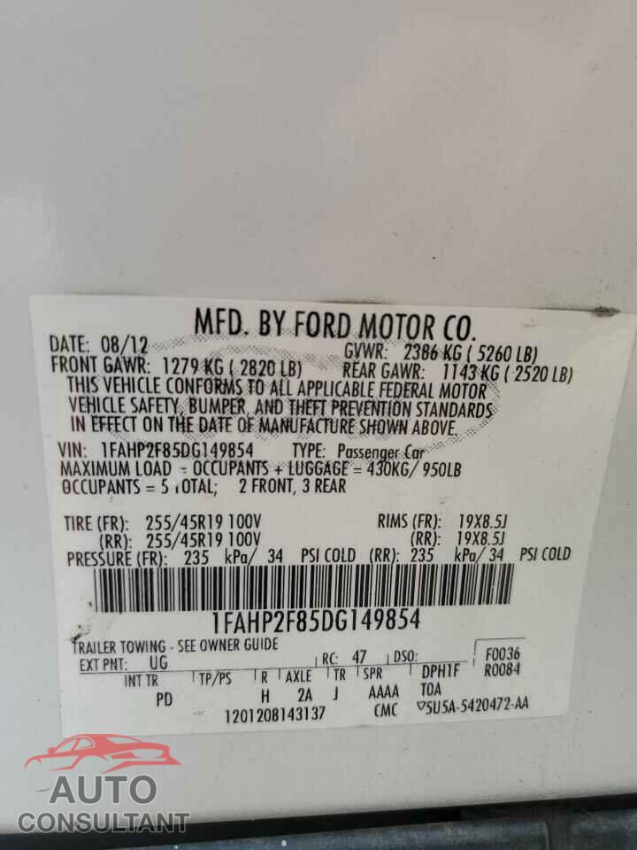 FORD TAURUS 2013 - 1FAHP2F85DG149854