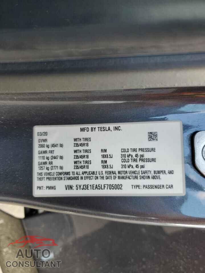 TESLA MODEL 3 2020 - 5YJ3E1EA5LF705002