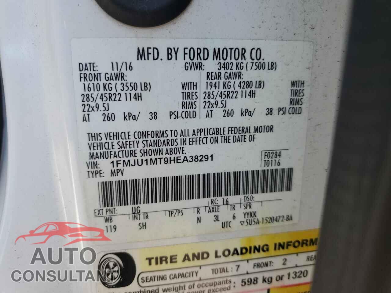 FORD EXPEDITION 2017 - 1FMJU1MT9HEA38291