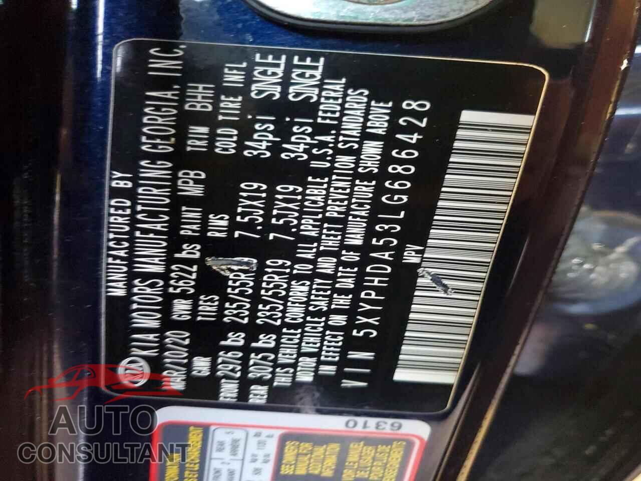 KIA SORENTO 2020 - 5XYPHDA53LG686428