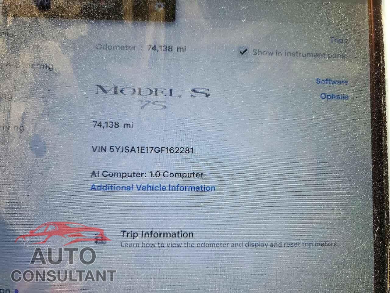 TESLA MODEL S 2016 - 5YJSA1E17GF162281