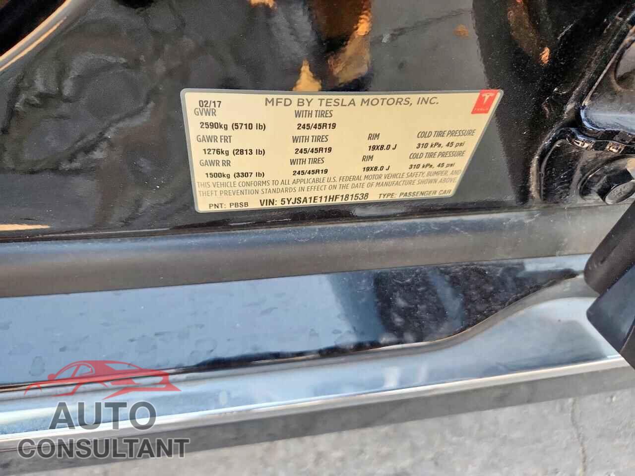 TESLA MODEL S 2017 - 5YJSA1E11HF181538