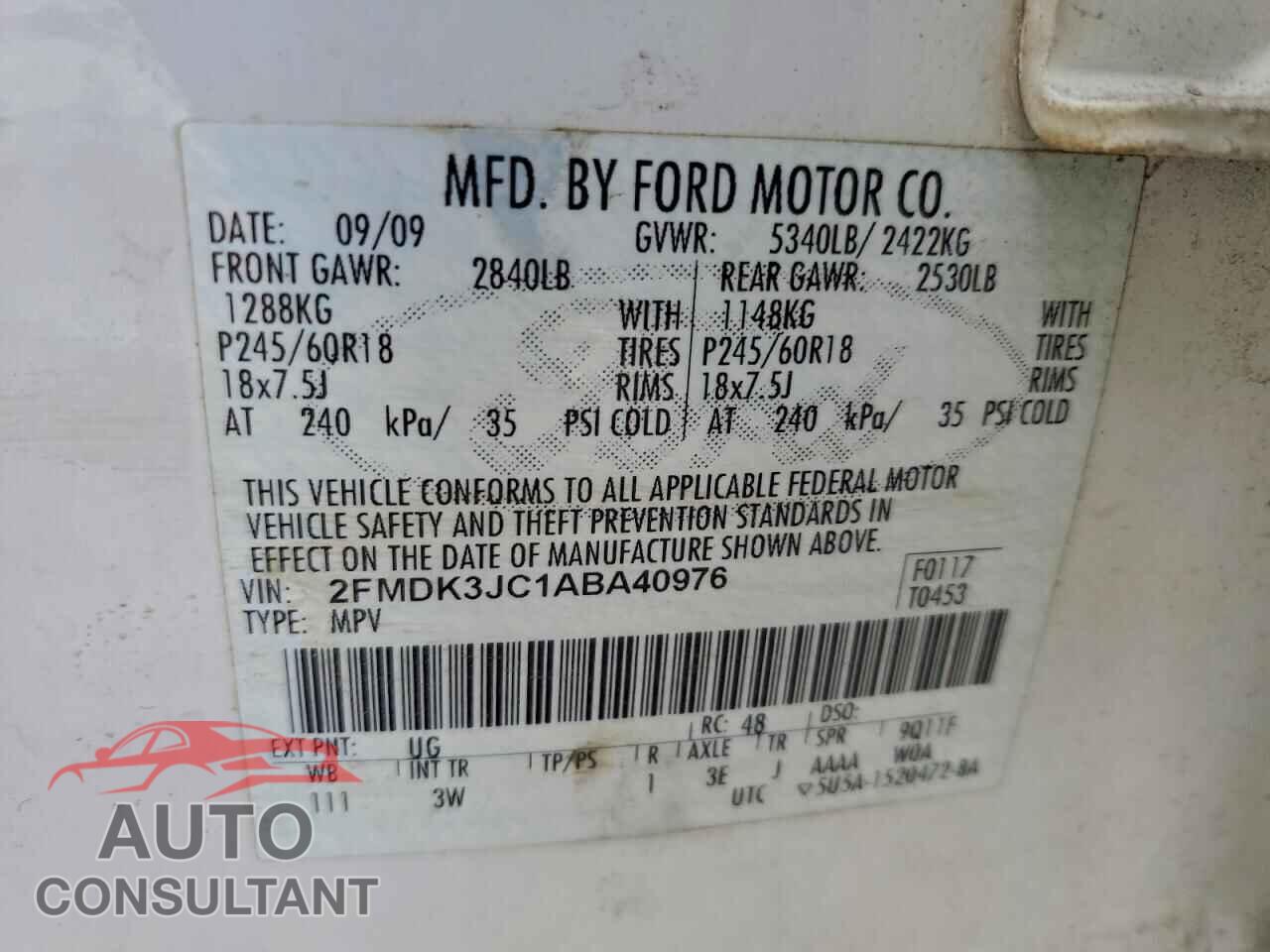 FORD EDGE 2010 - 2FMDK3JC1ABA40976