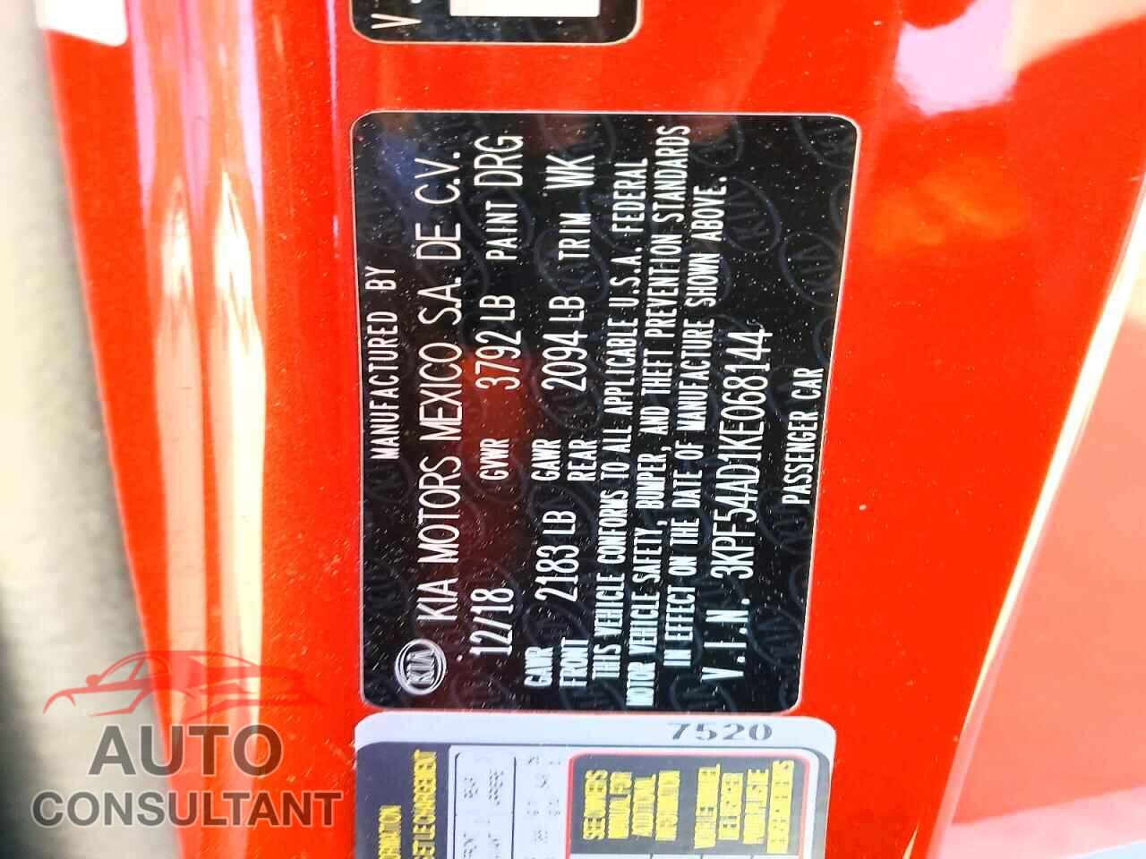 KIA FORTE 2019 - 3KPF54AD1KE068144