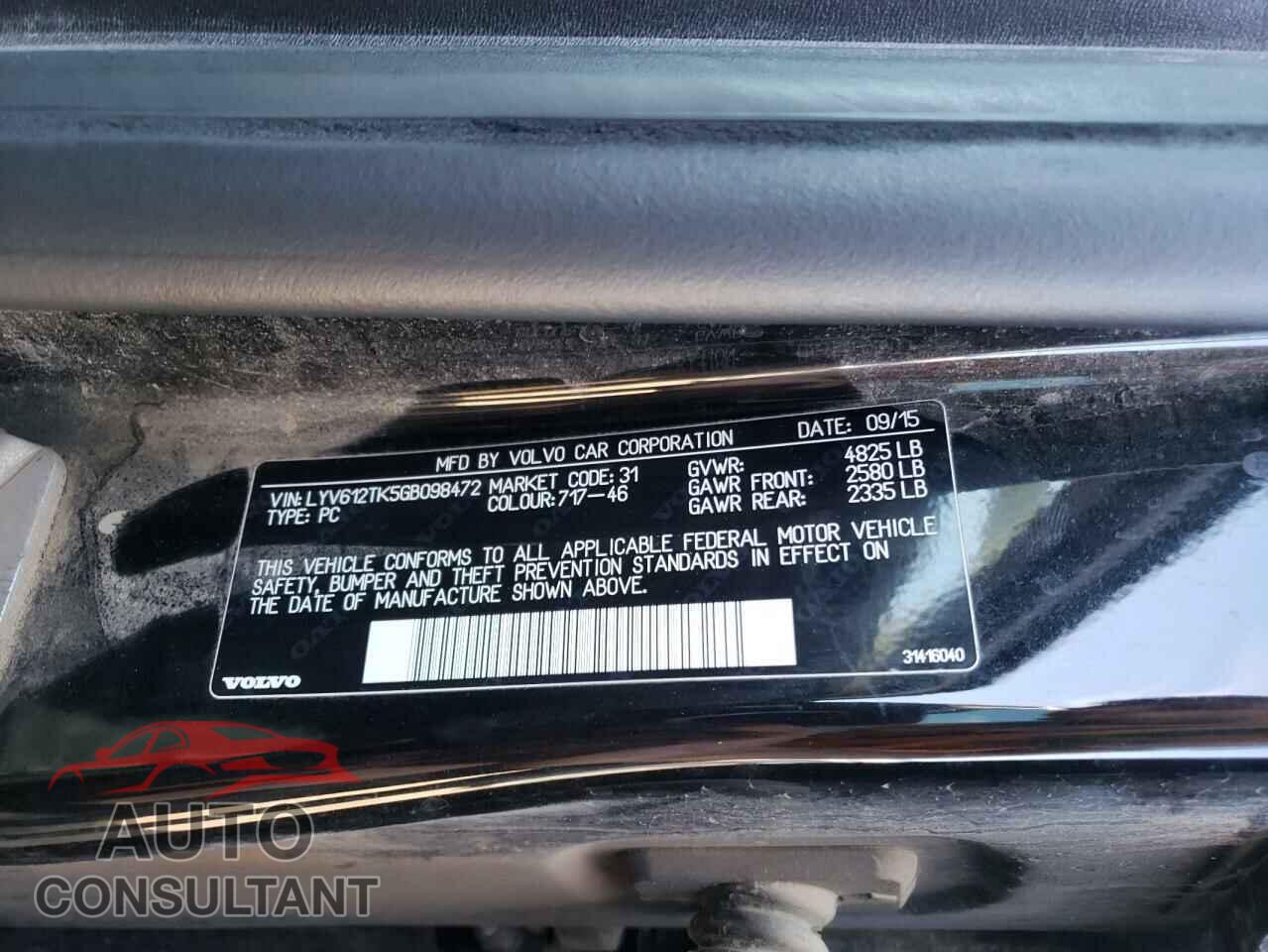 VOLVO S60 2016 - LYV612TK5GB098472