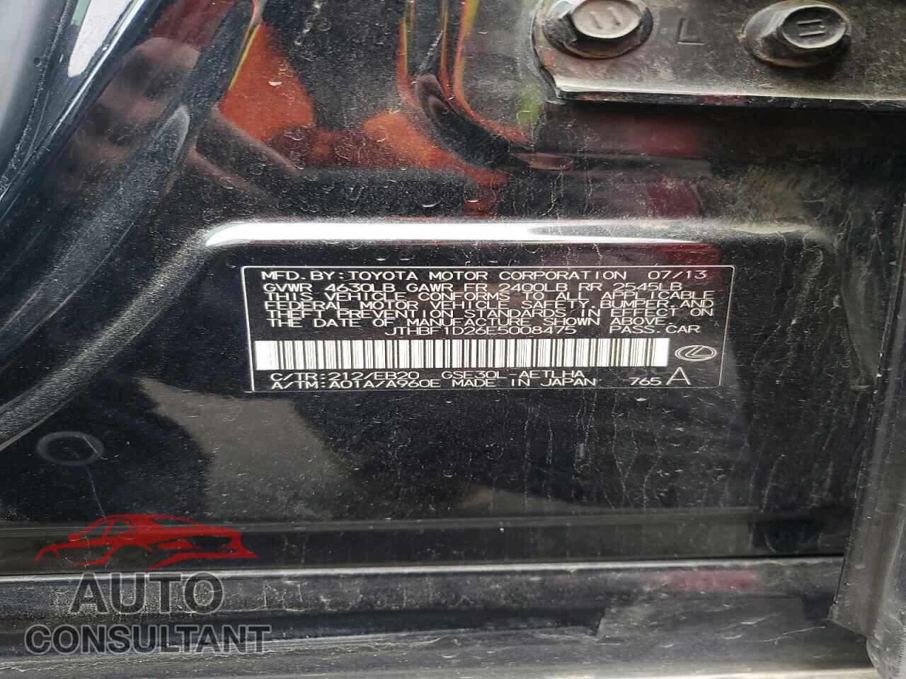 LEXUS IS 2014 - JTHBF1D26E5008475