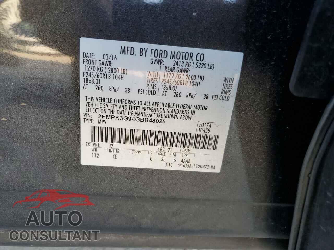 FORD EDGE 2016 - 2FMPK3G94GBB48025