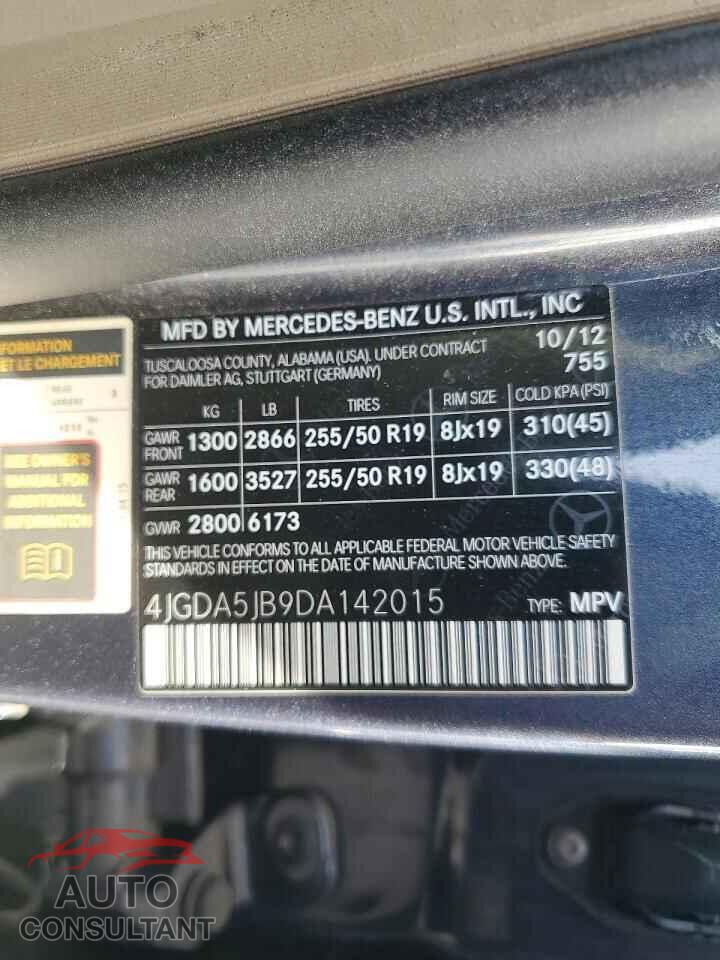 MERCEDES-BENZ M-CLASS 2013 - 4JGDA5JB9DA142015