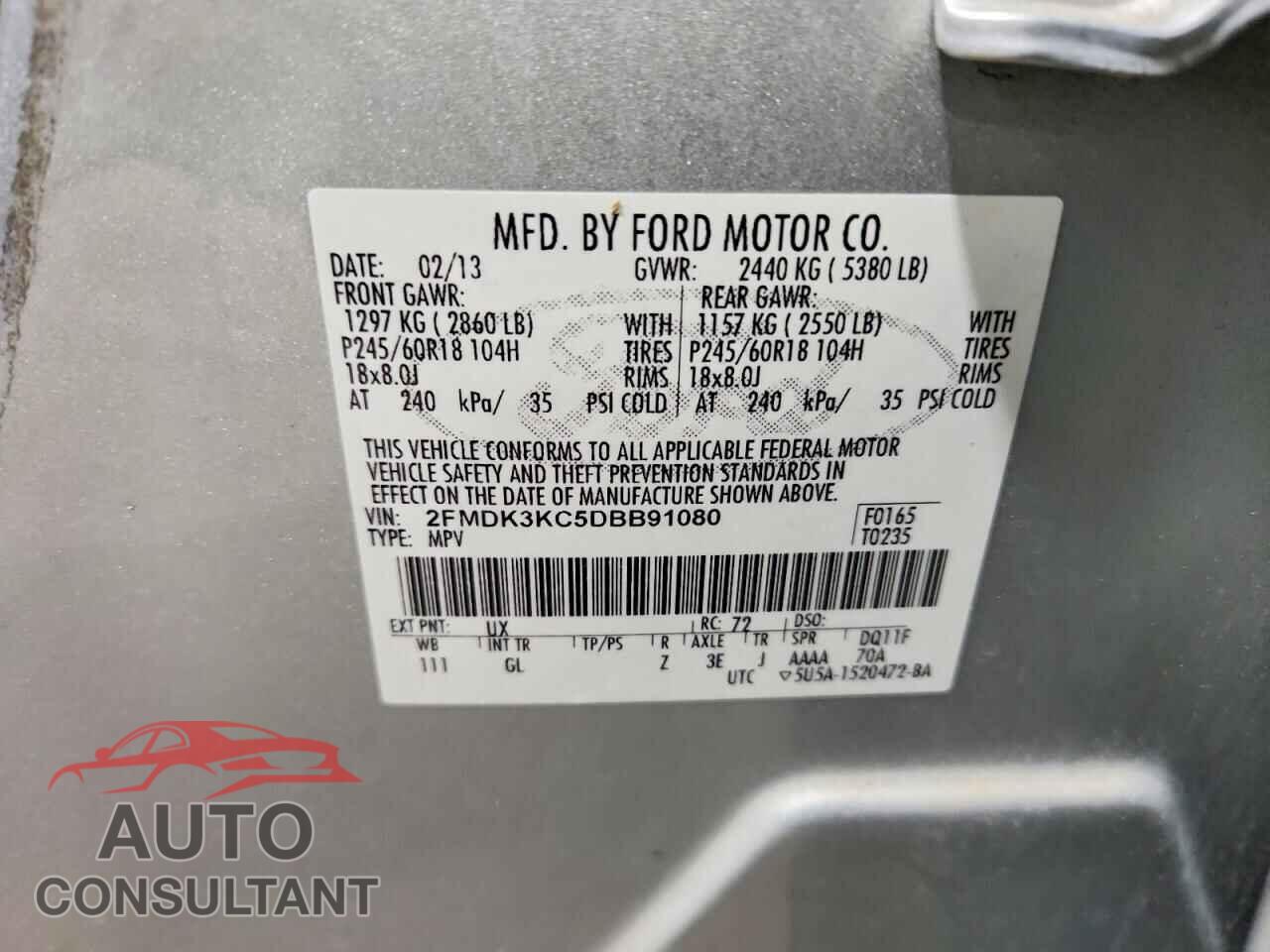 FORD EDGE 2013 - 2FMDK3KC5DBB91080