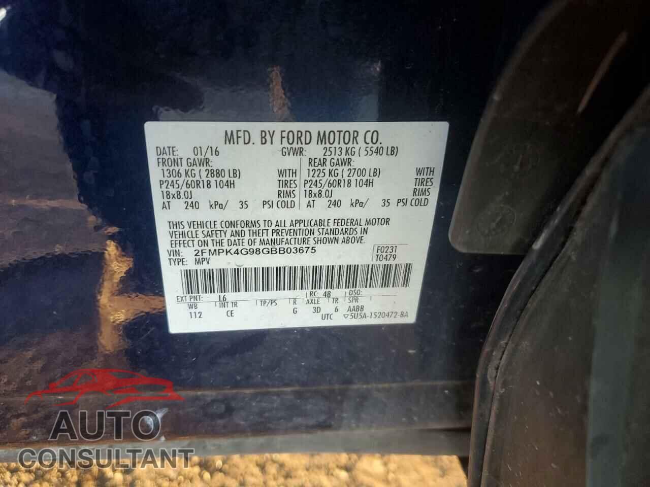 FORD EDGE 2016 - 2FMPK4G98GBB03675