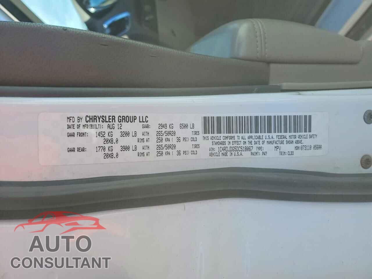 DODGE DURANGO 2013 - 1C4RDJDG5DC518067