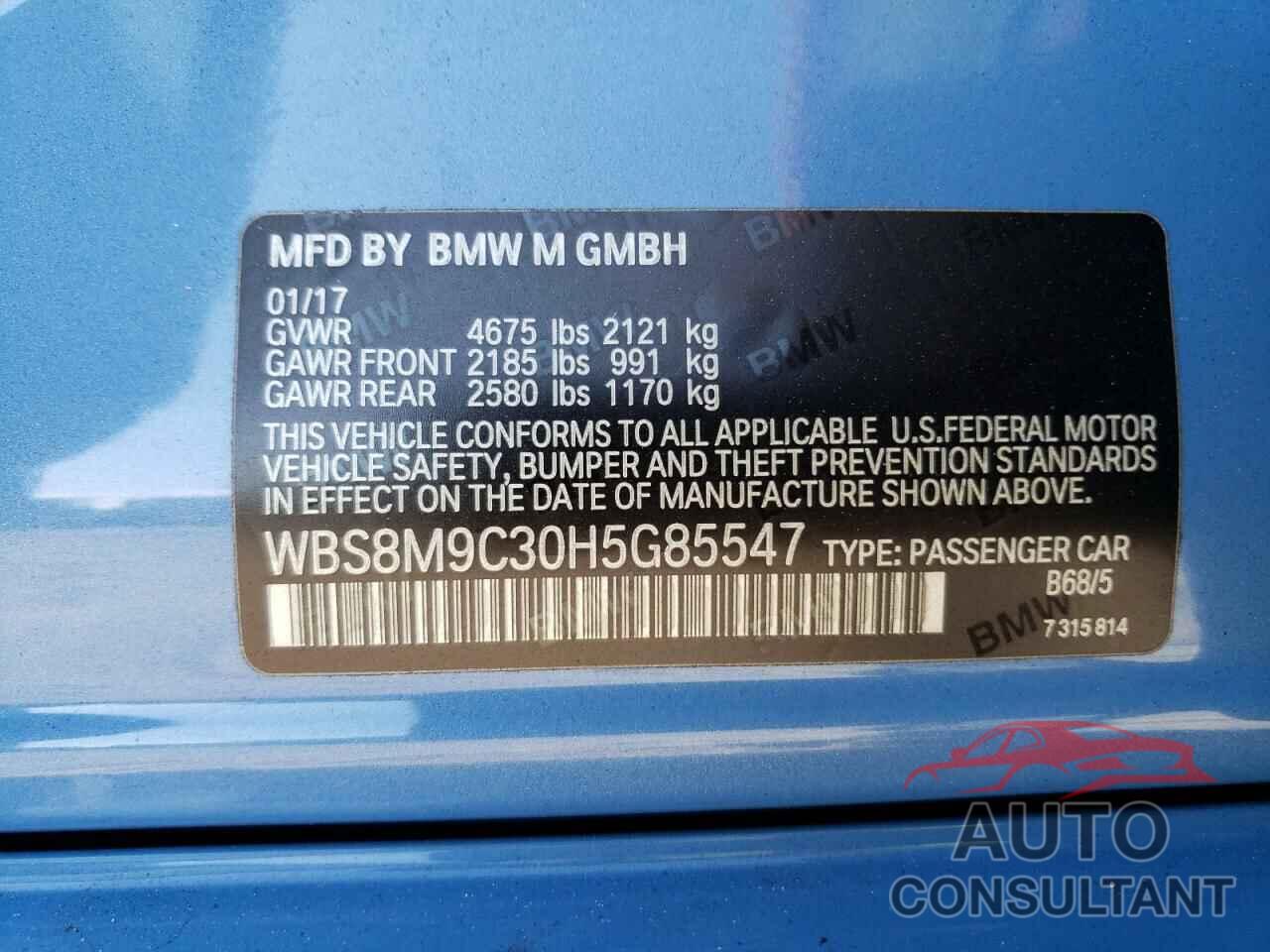 BMW M3 2017 - WBS8M9C30H5G85547