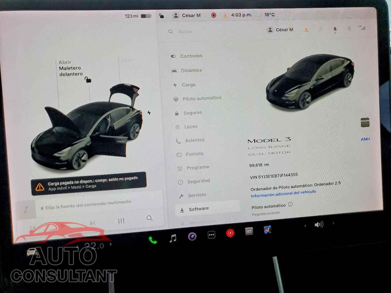 TESLA MODEL 3 2018 - 5YJ3E1EB7JF144355