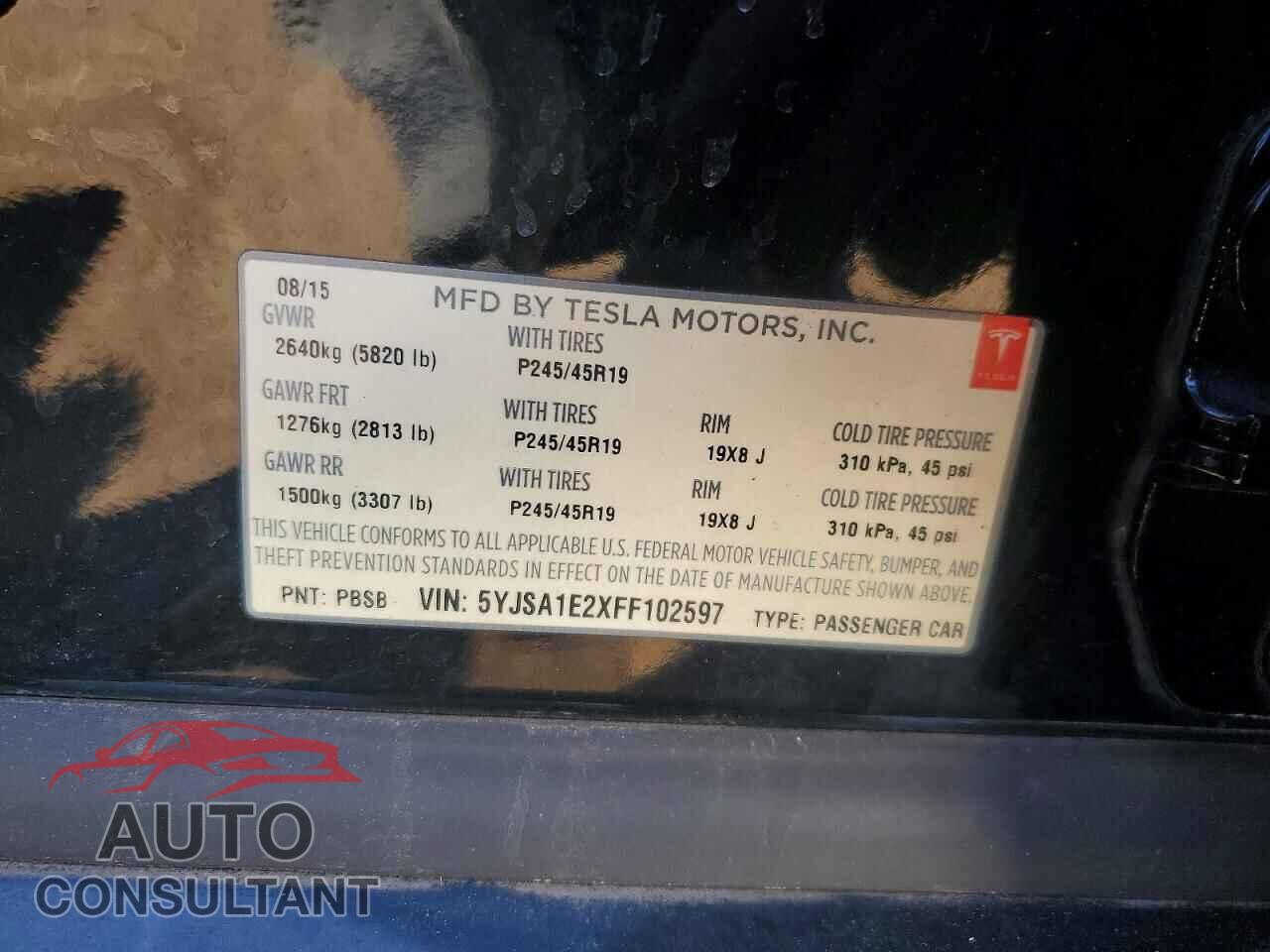 TESLA MODEL S 2015 - 5YJSA1E2XFF102597