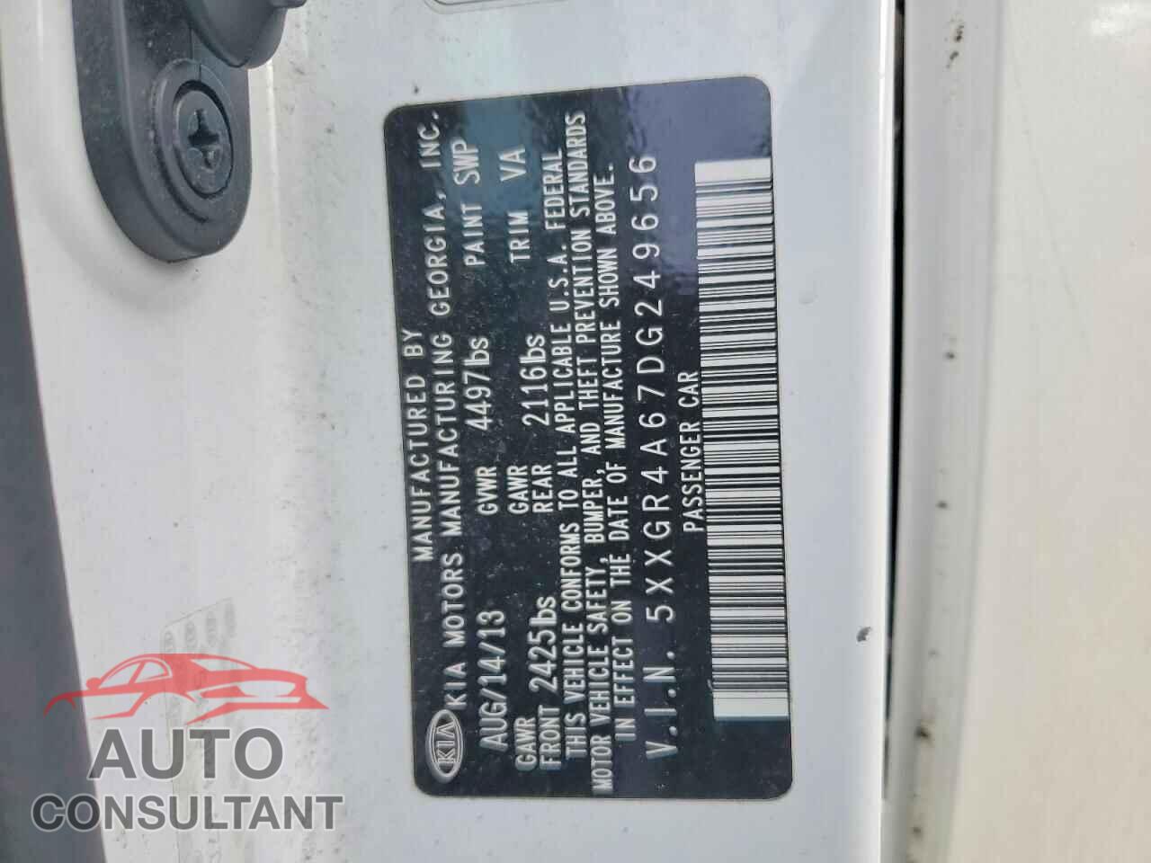 KIA OPTIMA 2013 - 5XXGR4A67DG249656