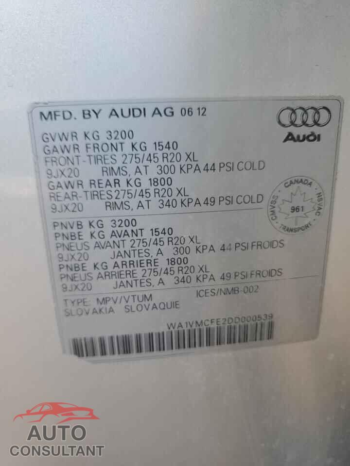 AUDI Q7 2013 - WA1VMCFE2DD000539