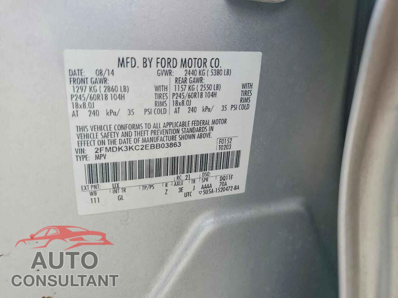 FORD EDGE 2014 - 2FMDK3KC2EBB03863