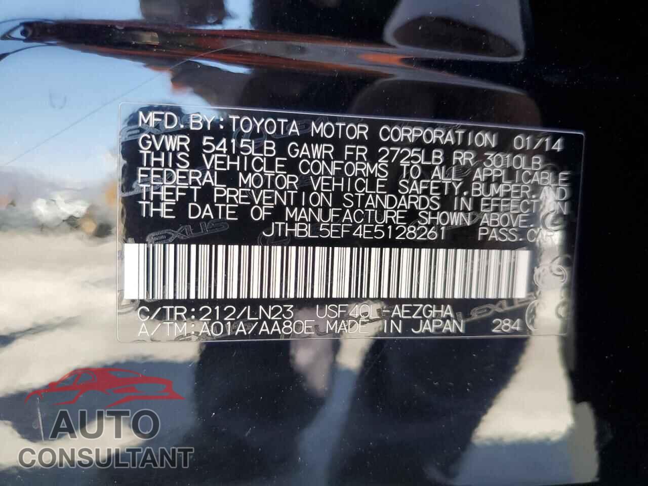 LEXUS LS460 2014 - JTHBL5EF4E5128261