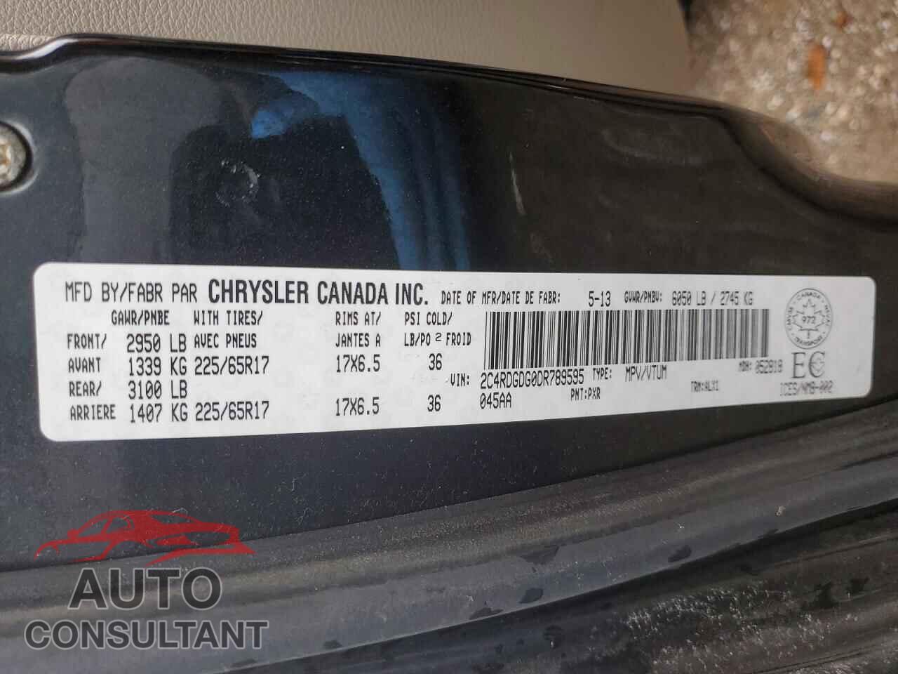 DODGE CARAVAN 2013 - 2C4RDGDG0DR789595
