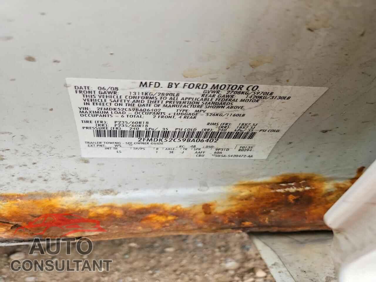 FORD FLEX 2009 - 2FMDK52C59BA06402