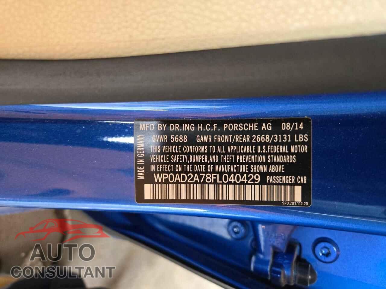 PORSCHE PANAMERA 2015 - WP0AD2A78FL040429