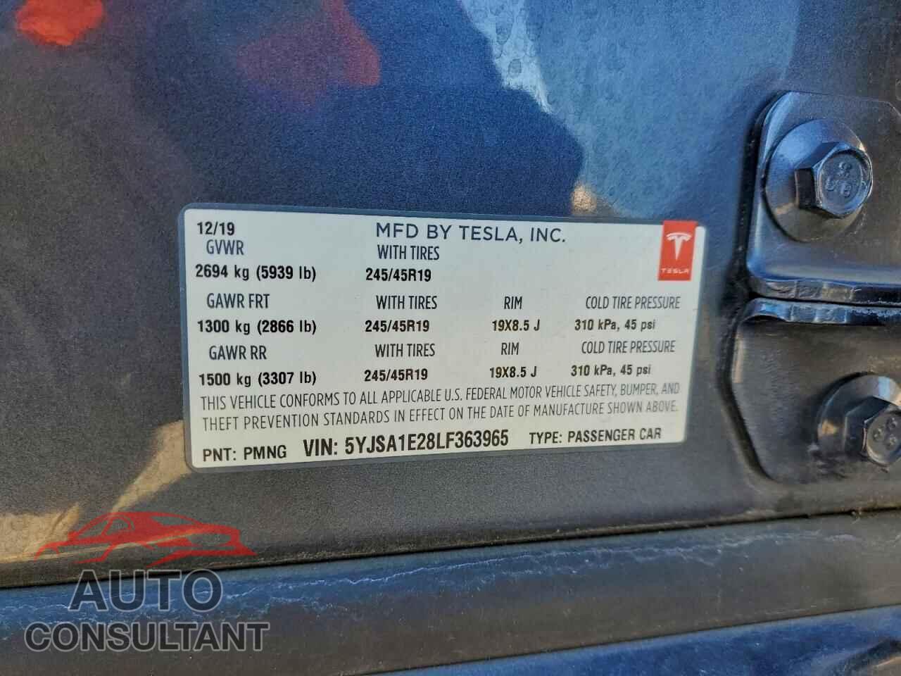 TESLA MODEL S 2020 - 5YJSA1E28LF363965