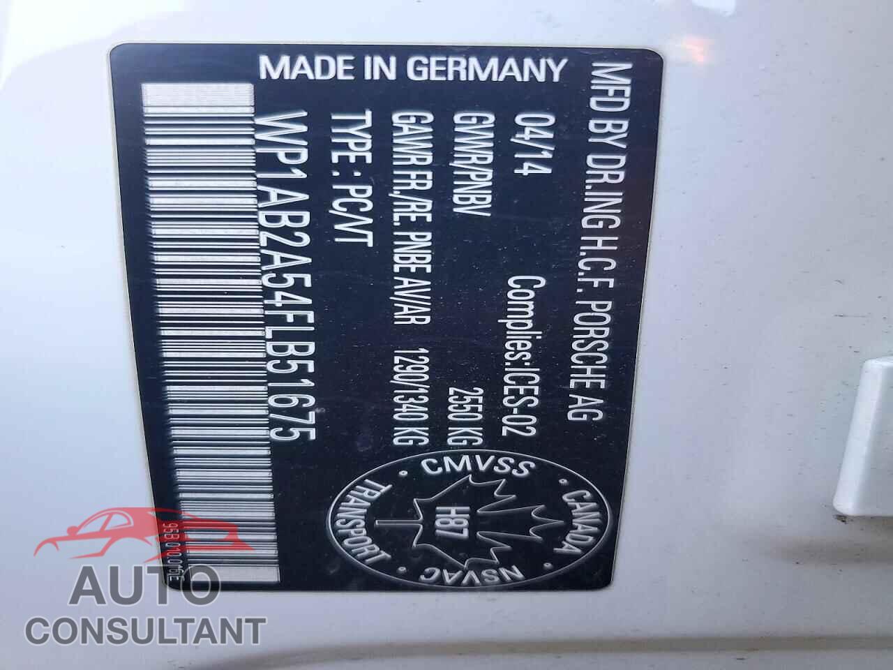 PORSCHE MACAN 2015 - WP1AB2A54FLB51675
