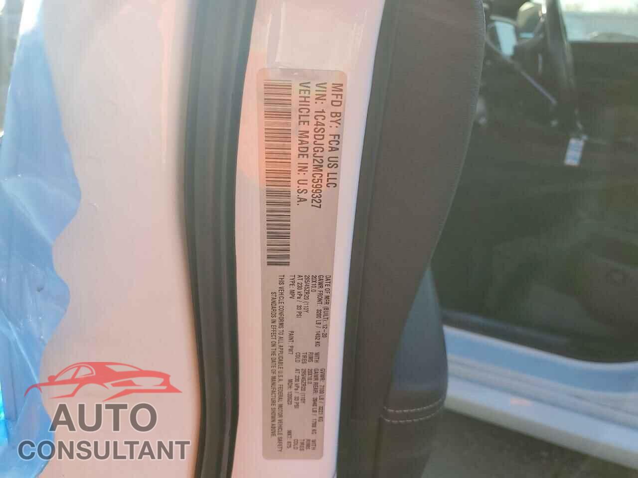 DODGE DURANGO 2021 - 1C4SDJGJ2MC599327