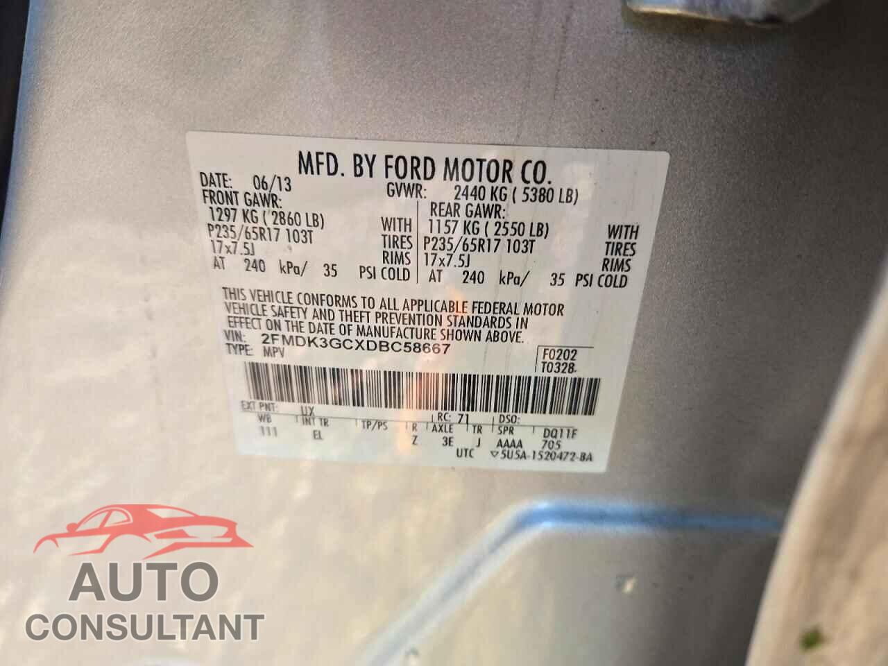 FORD EDGE 2013 - 2FMDK3GCXDBC58667