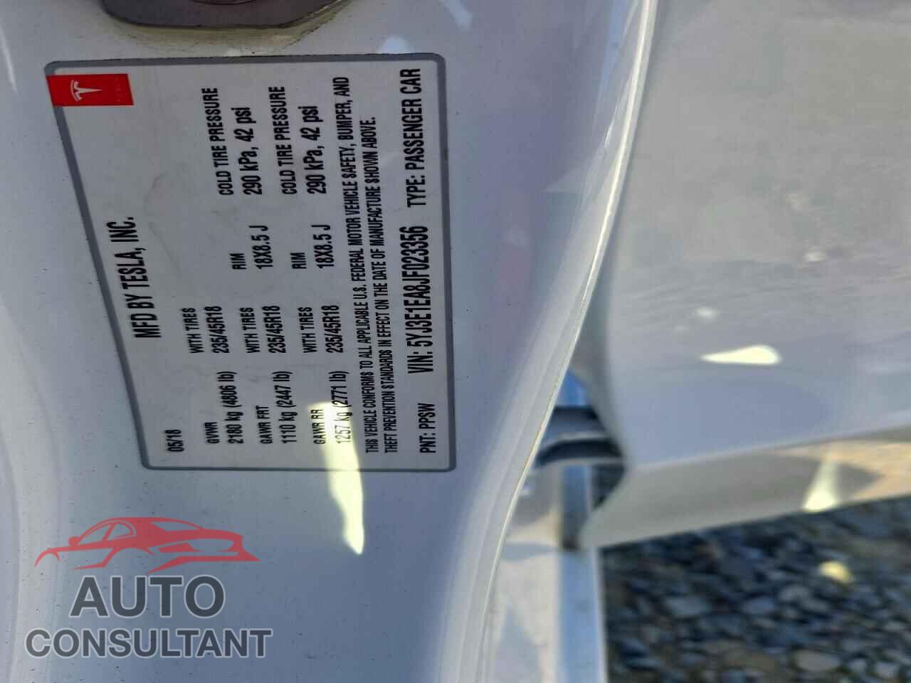 TESLA MODEL 3 2018 - 5YJ3E1EA8JF023356