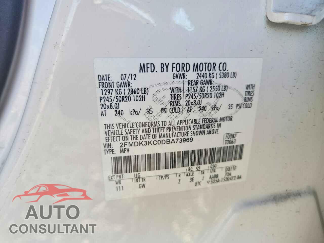 FORD EDGE 2013 - 2FMDK3KC0DBA73969