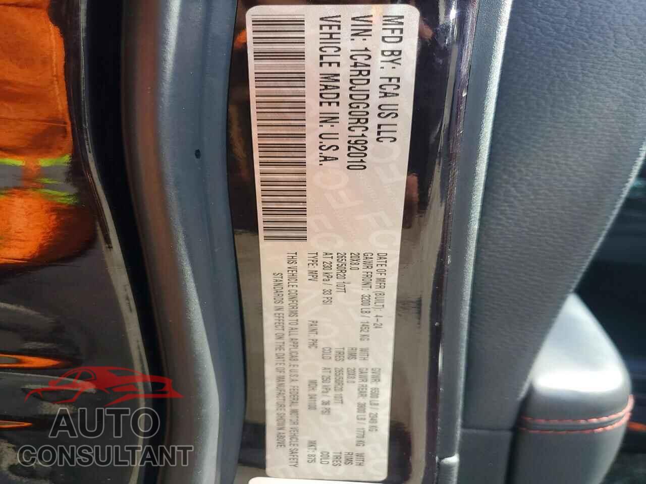 DODGE DURANGO 2024 - 1C4RDJDG0RC192010