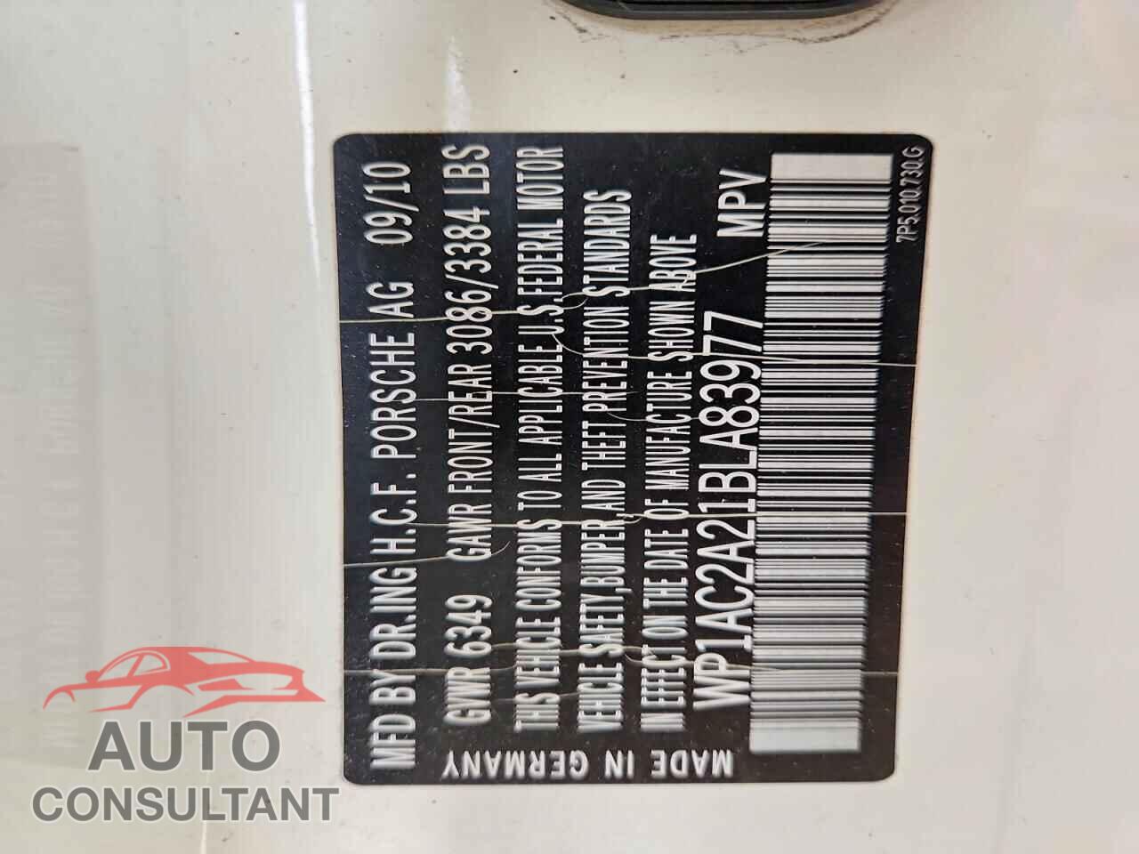 PORSCHE CAYENNE 2011 - WP1AC2A21BLA83977