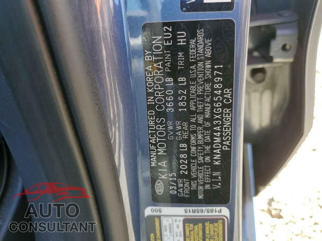 KIA RIO 2016 - KNADM4A3XG6548971