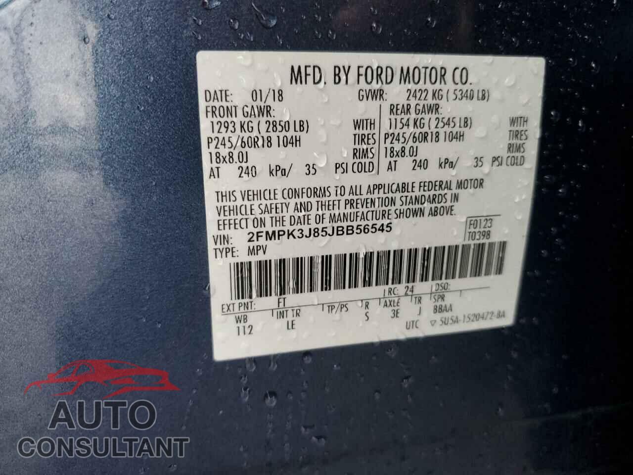 FORD EDGE 2018 - 2FMPK3J85JBB56545