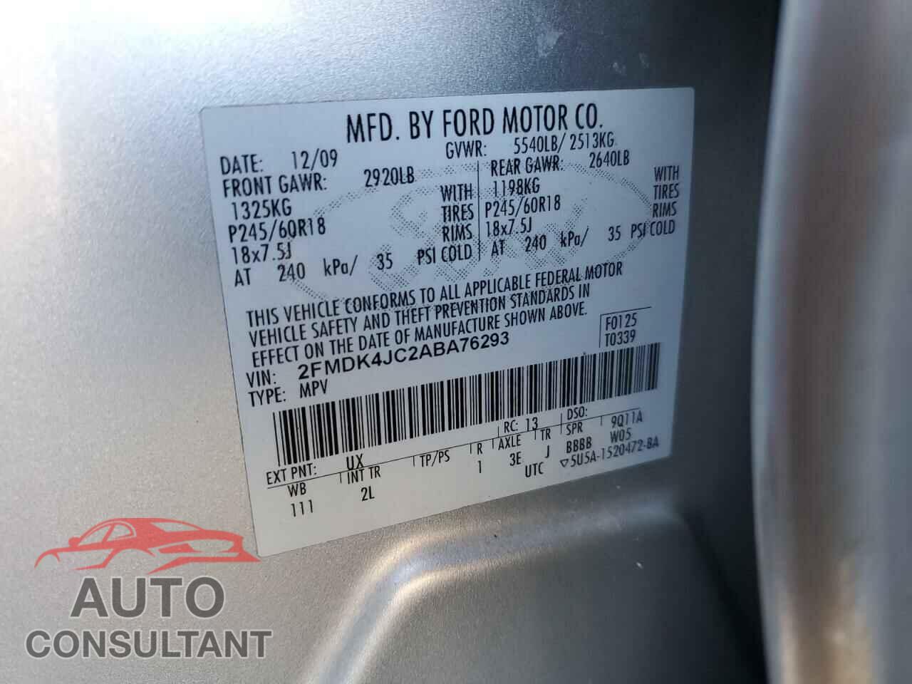 FORD EDGE 2010 - 2FMDK4JC2ABA76293