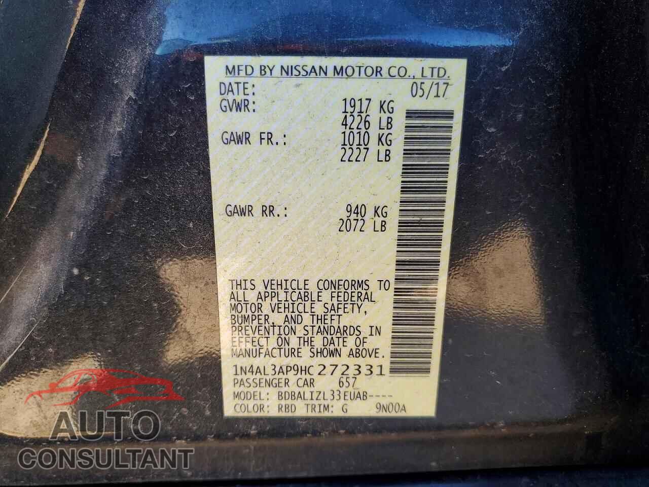 NISSAN ALTIMA 2017 - 1N4AL3AP9HC272331
