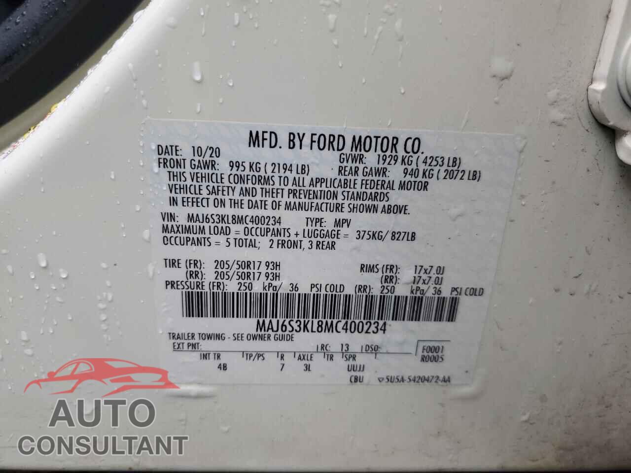 FORD ECOSPORT 2021 - MAJ6S3KL8MC400234