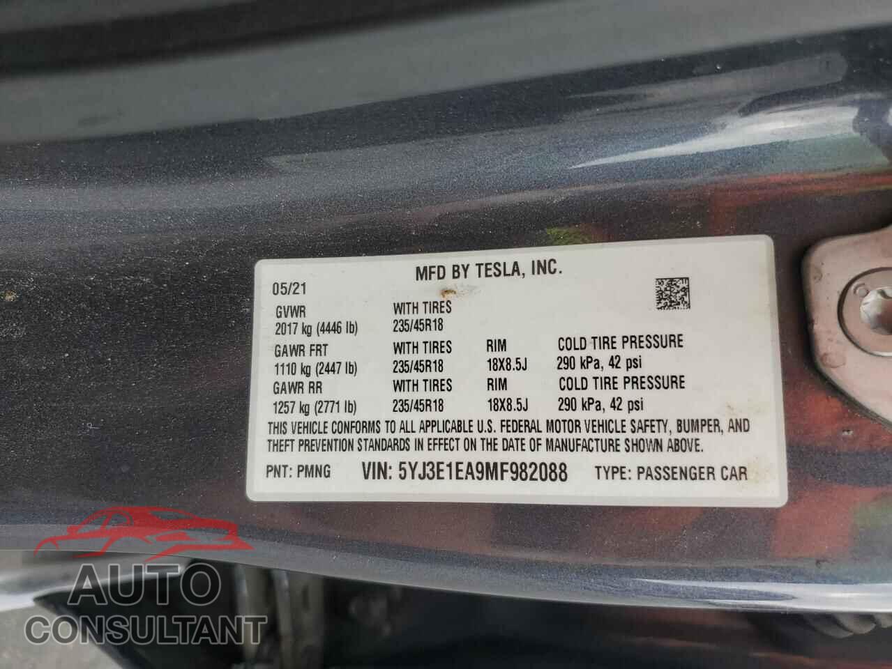 TESLA MODEL 3 2021 - 5YJ3E1EA9MF982088