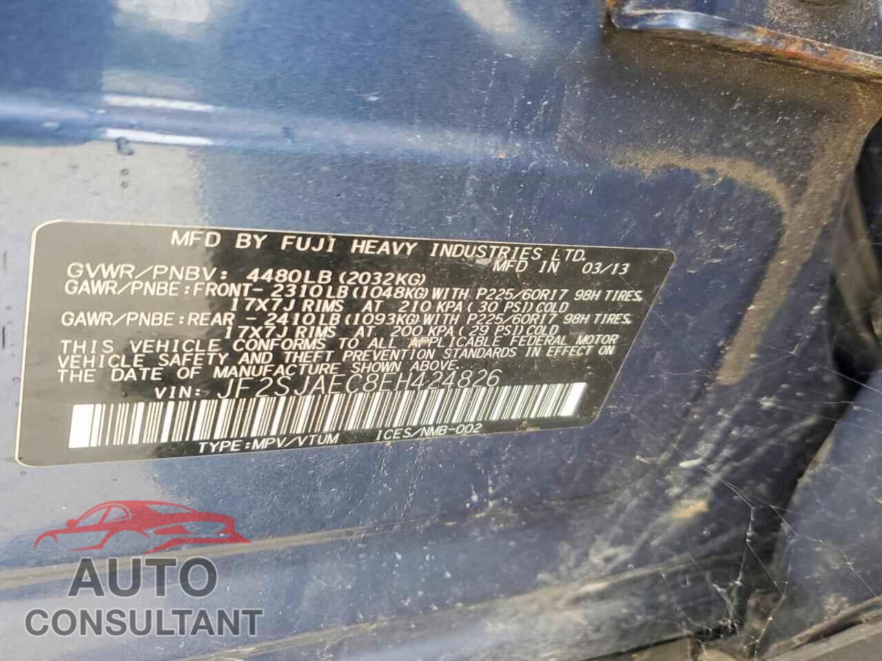 SUBARU FORESTER 2014 - JF2SJAEC8EH424826