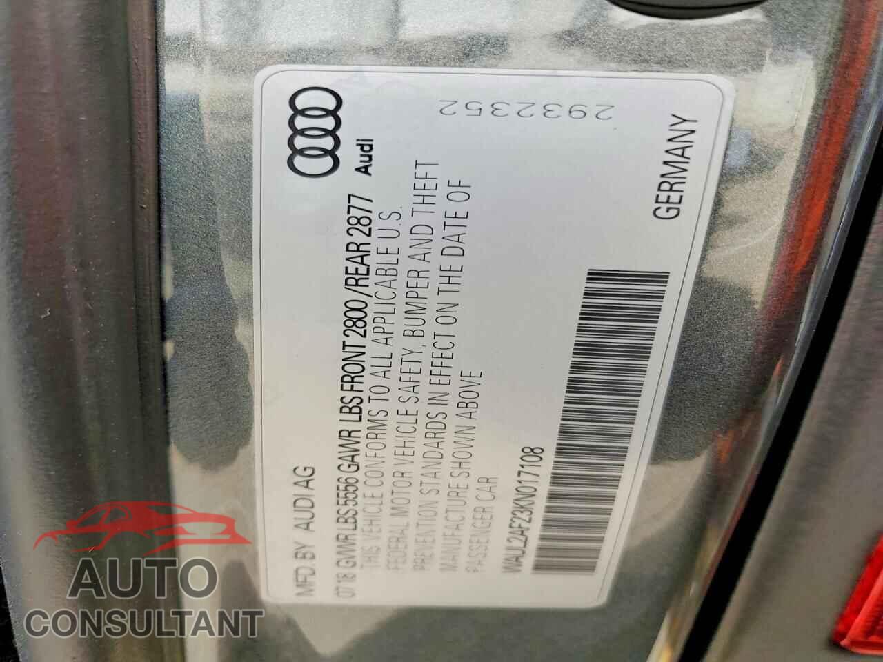 AUDI A6 2019 - WAUL2AF23KN017108
